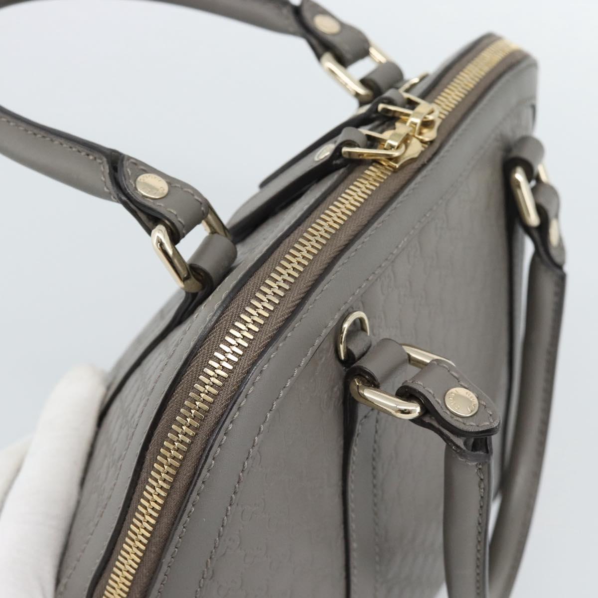 GUCCI Micro GG Canvas Guccissima Hand Bag Leather Gray Gold 449654 Auth 188568A