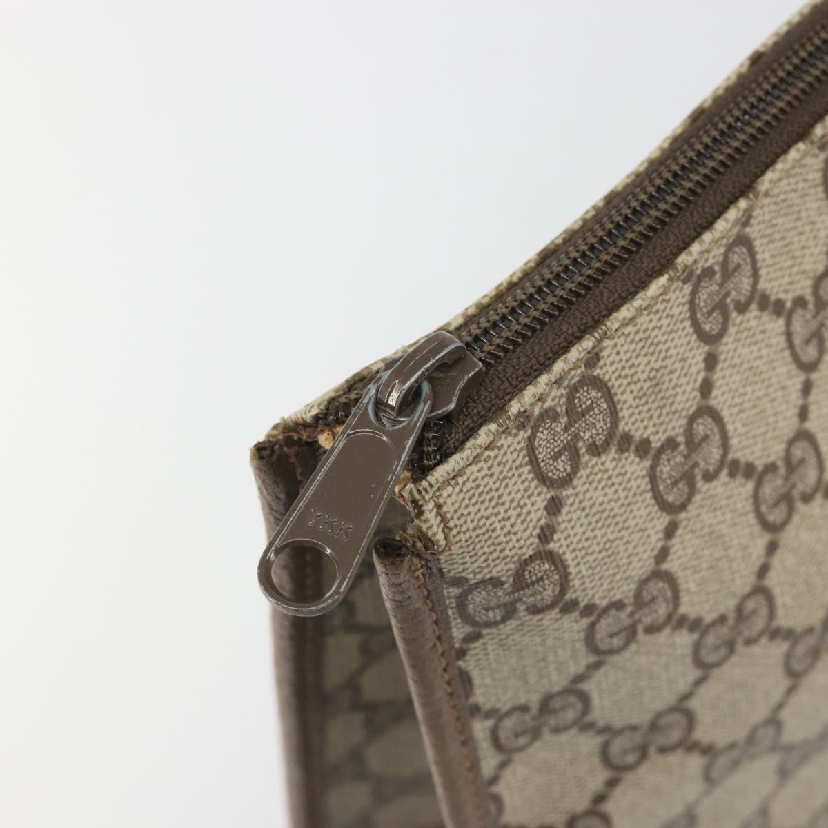 GUCCI GG Supreme Clutch Bag Clutch Bag PVC Beige Auth 188571