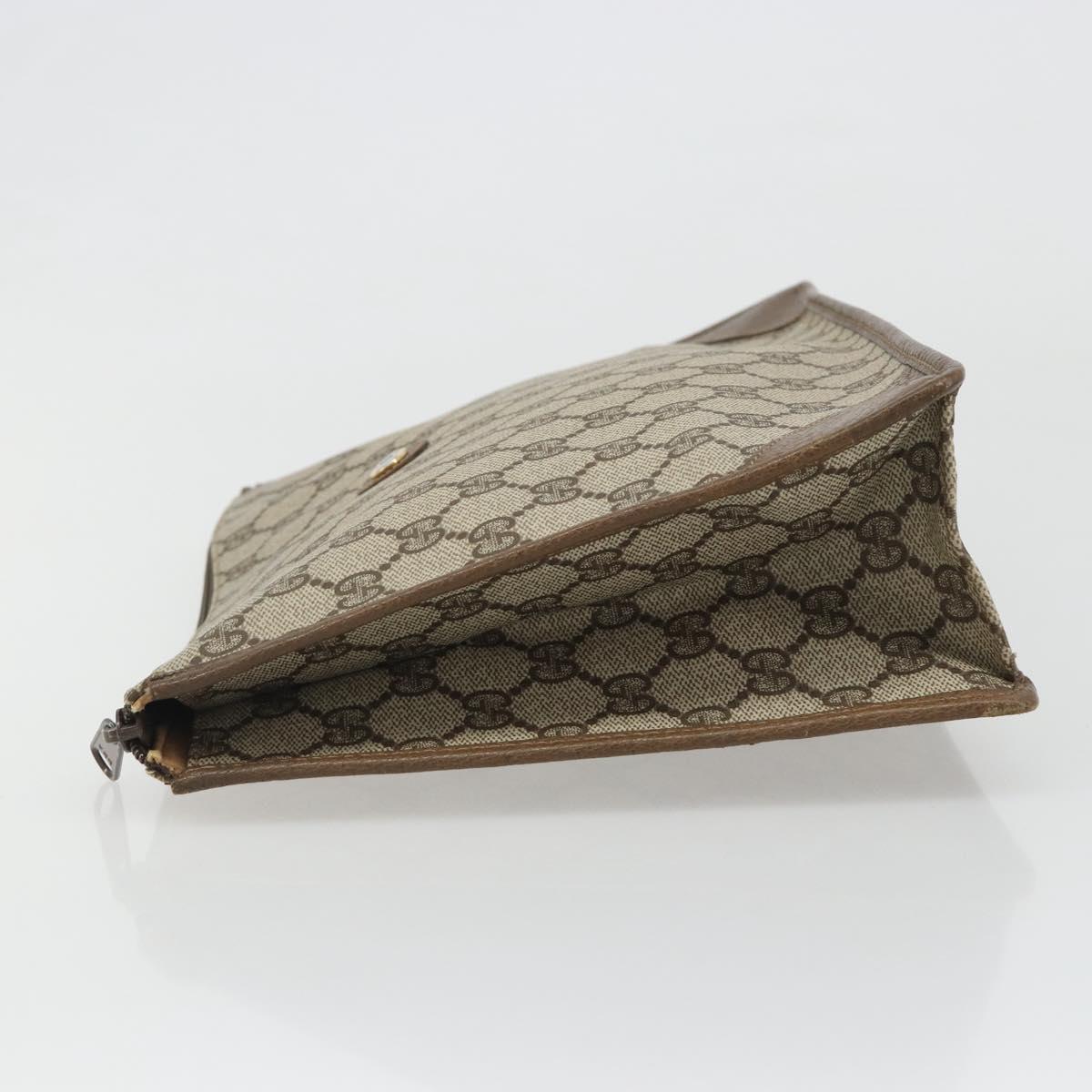 GUCCI GG Supreme Clutch Bag Clutch Bag PVC Beige Auth 188571