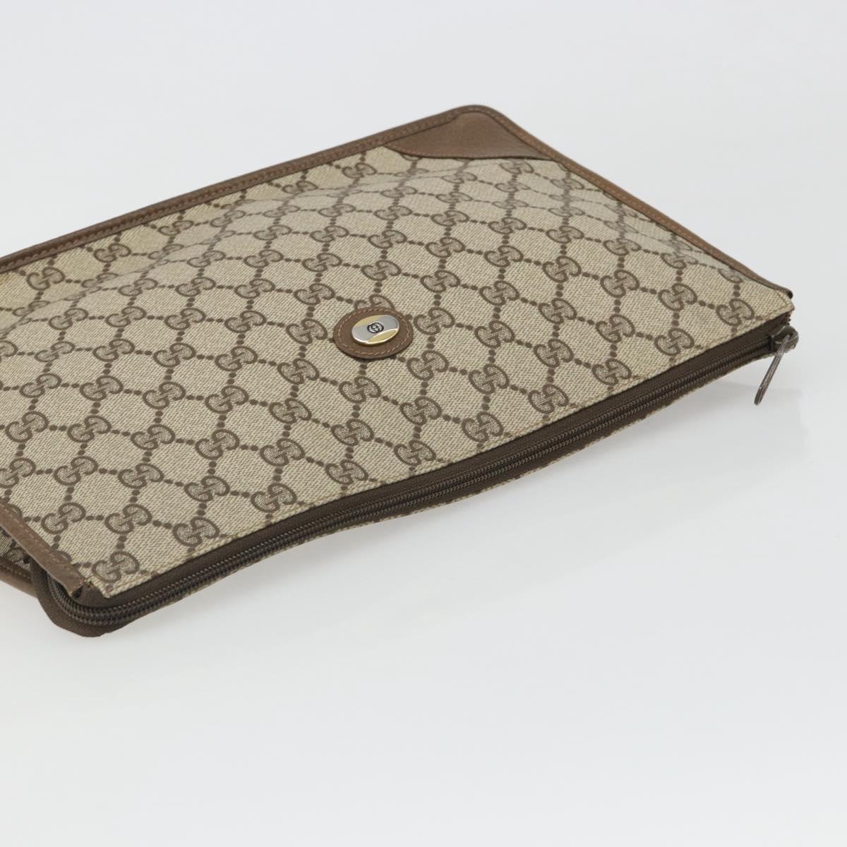 GUCCI GG Supreme Clutch Bag Clutch Bag PVC Beige Auth 188571