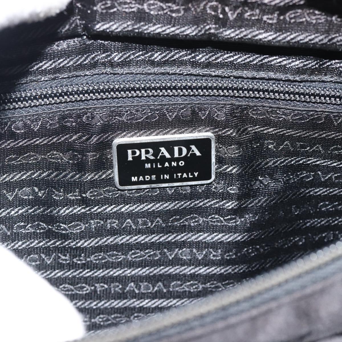 PRADA Hand Bag Nylon Black Silver Auth 188572