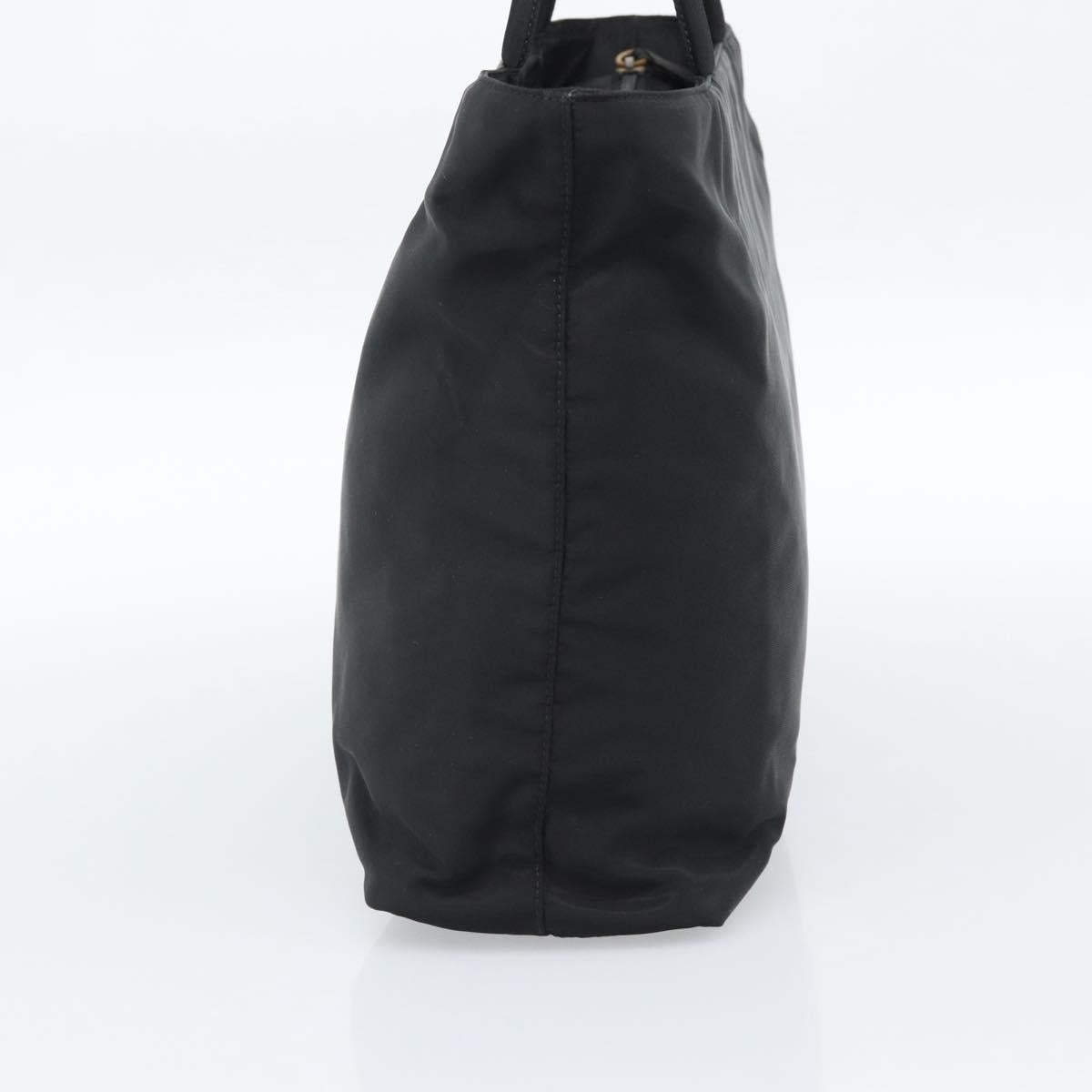PRADA Hand Bag Nylon Black Silver Auth 188572