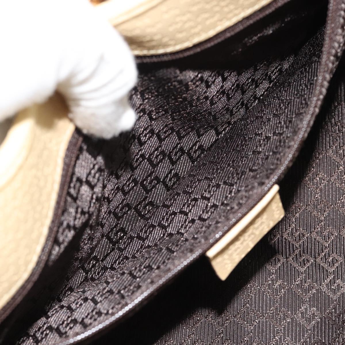 GUCCI Shoulder Bag Canvas Leather Beige Gold 002 1067 Auth 188585A