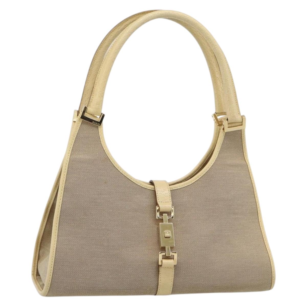 GUCCI Shoulder Bag Canvas Leather Beige Gold 002 1067 Auth 188585A