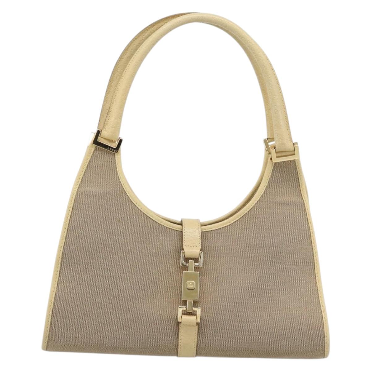 GUCCI Shoulder Bag Canvas Leather Beige Gold 002 1067 Auth 188585A