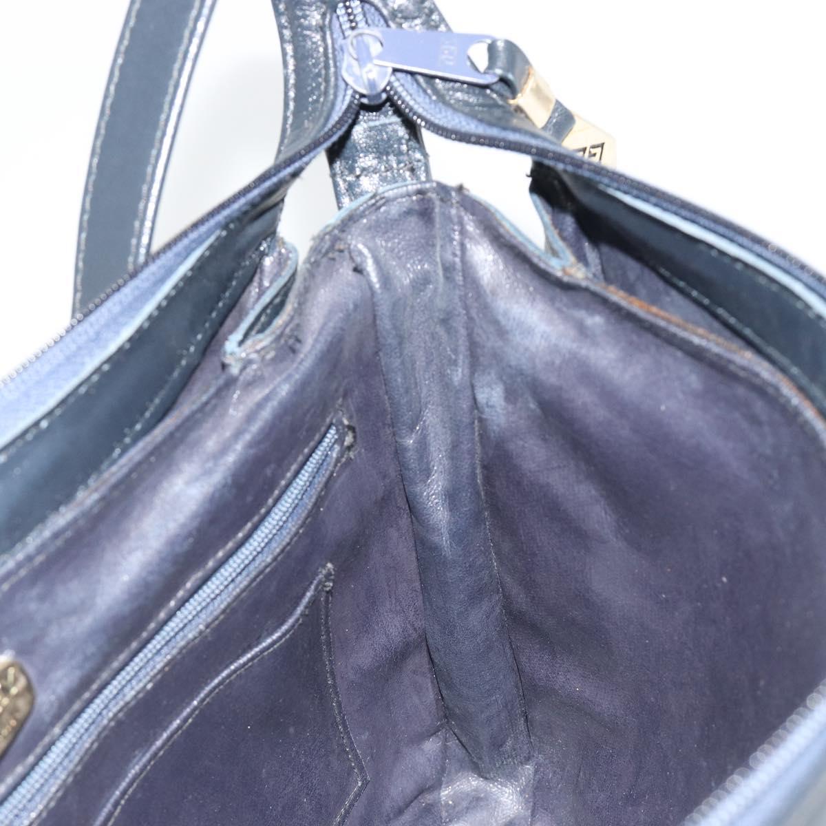 GIVENCHY Shoulder Bag Leather Navy Gold Auth 188588