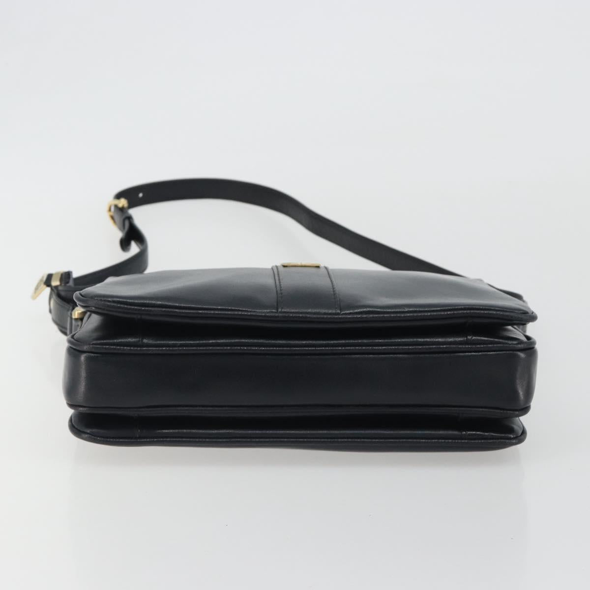 GIVENCHY Shoulder Bag Leather Navy Gold Auth 188588
