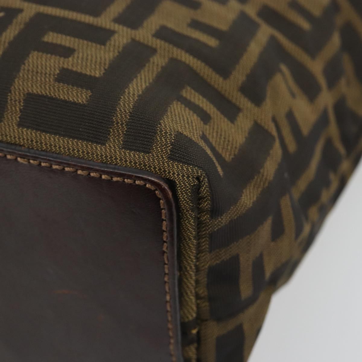 FENDI Zucca Canvas Tote Bag Black Brown Auth 188589