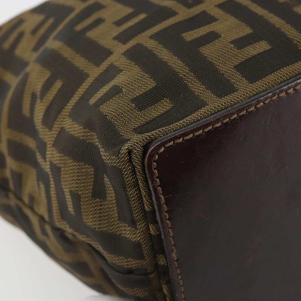 FENDI Zucca Canvas Tote Bag Black Brown Auth 188589