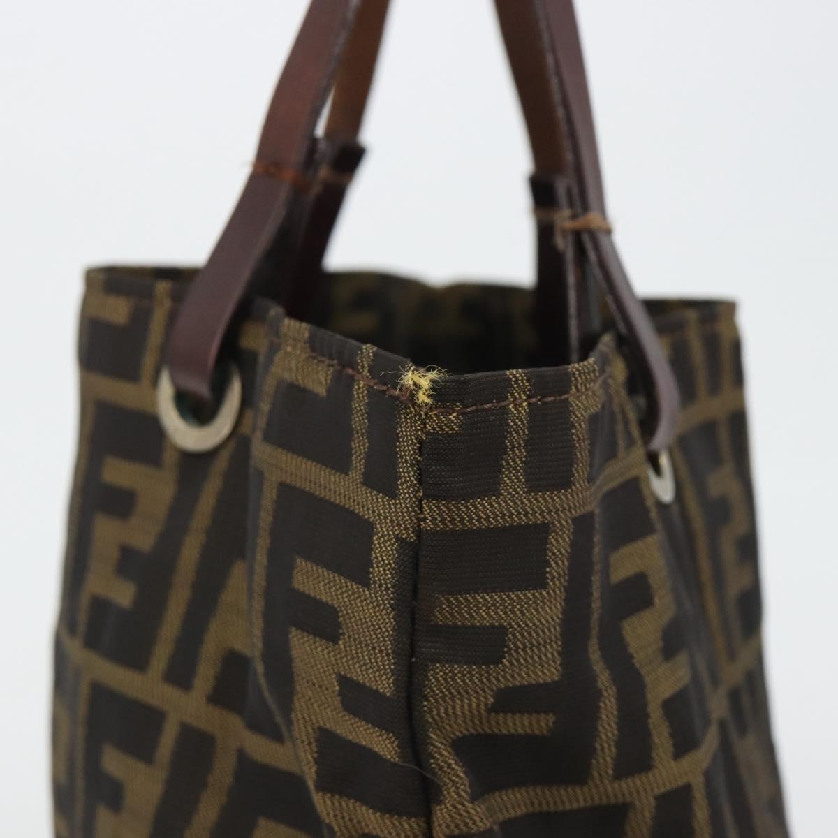 FENDI Zucca Canvas Tote Bag Black Brown Auth 188589
