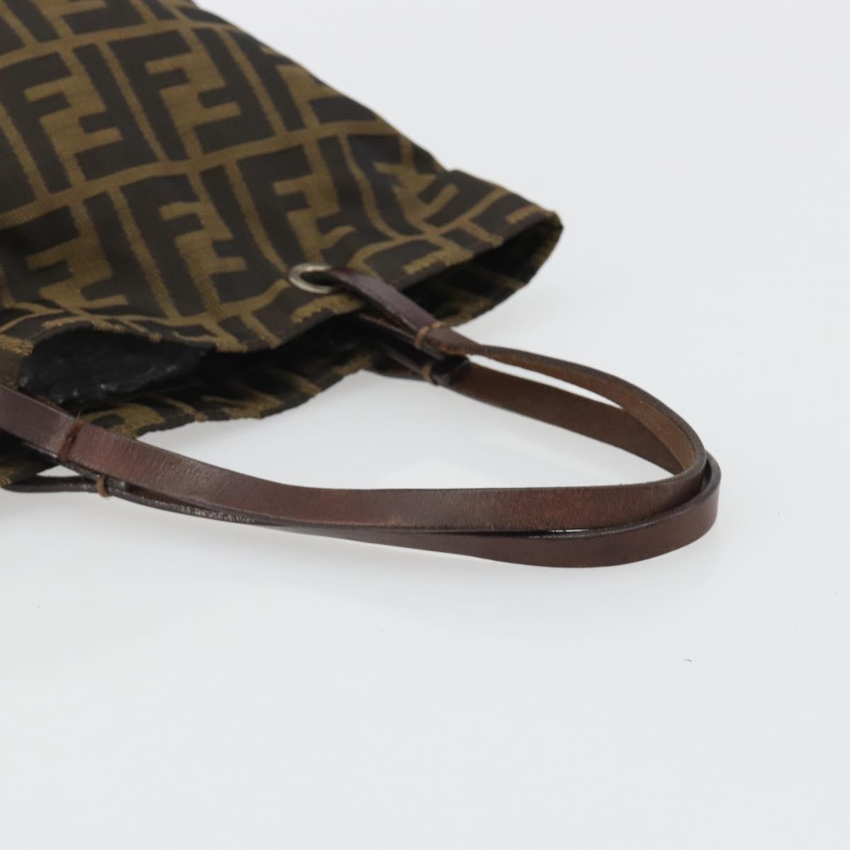FENDI Zucca Canvas Tote Bag Black Brown Auth 188589
