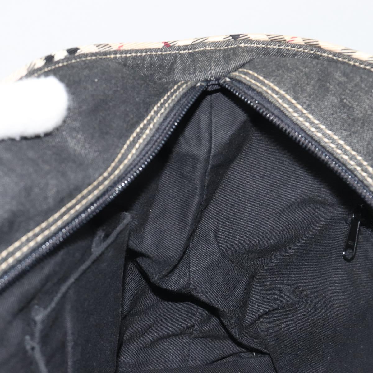 BURBERRY Hand Bag Denim Black Silver Auth 188591A