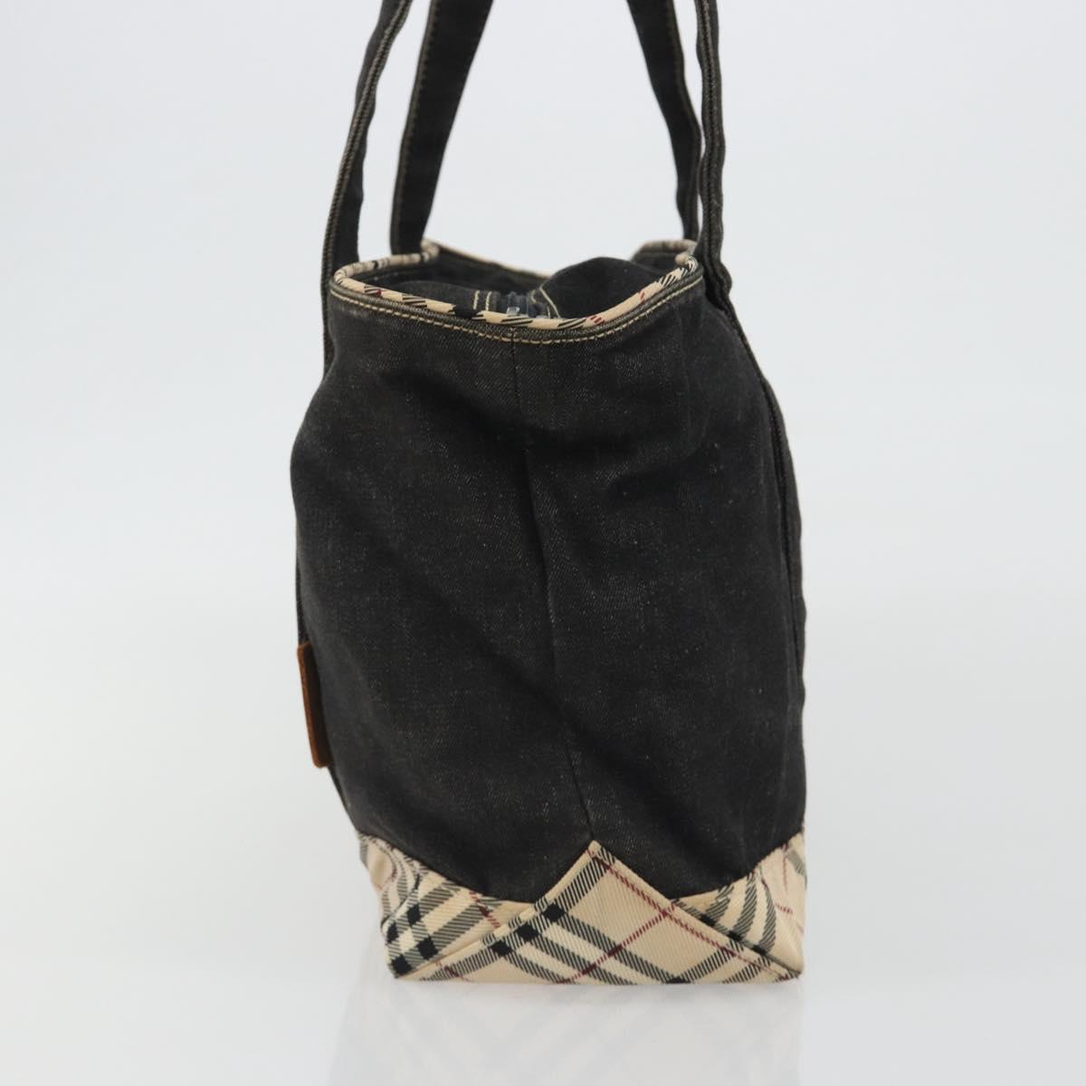 BURBERRY Hand Bag Denim Black Silver Auth 188591A