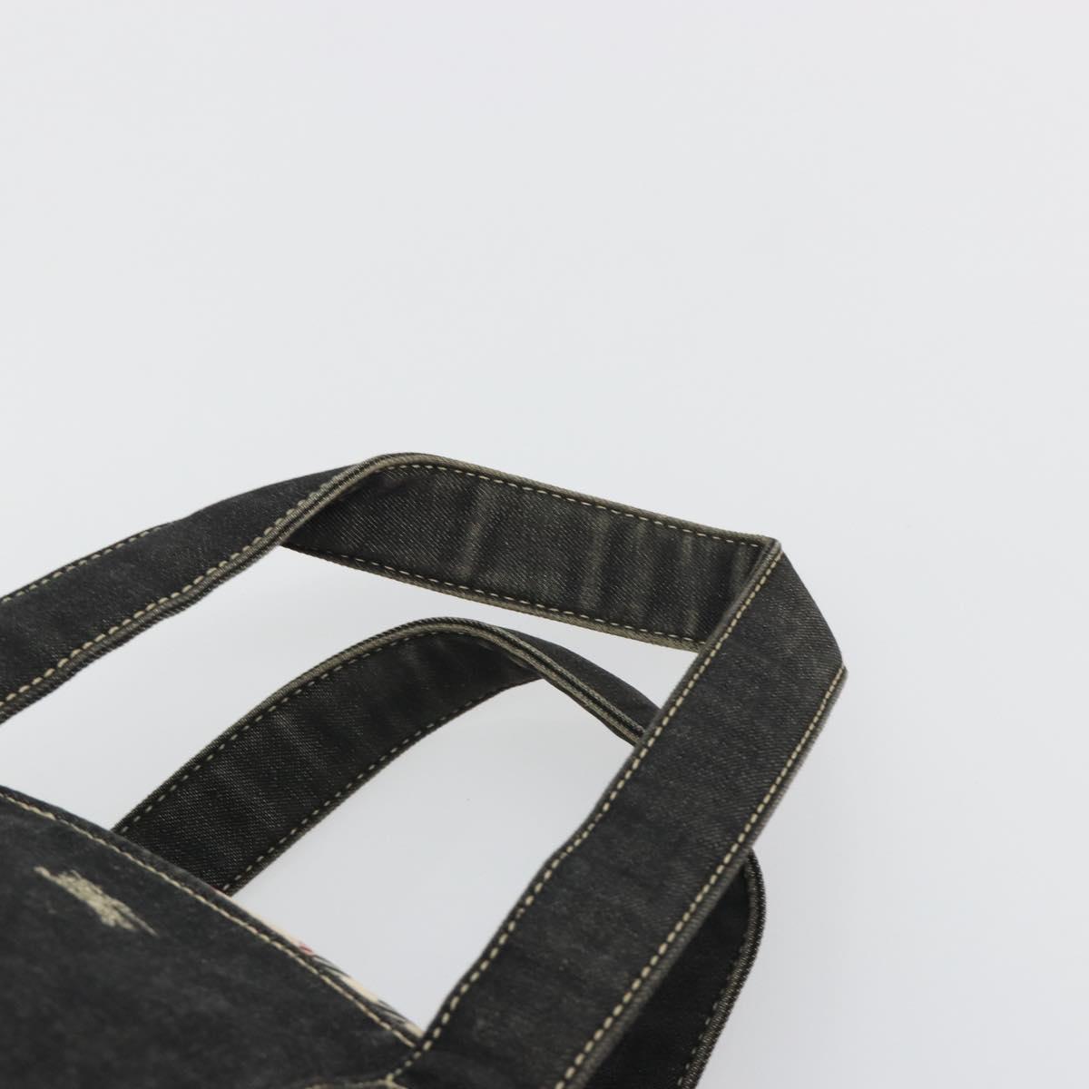 BURBERRY Hand Bag Denim Black Silver Auth 188591A