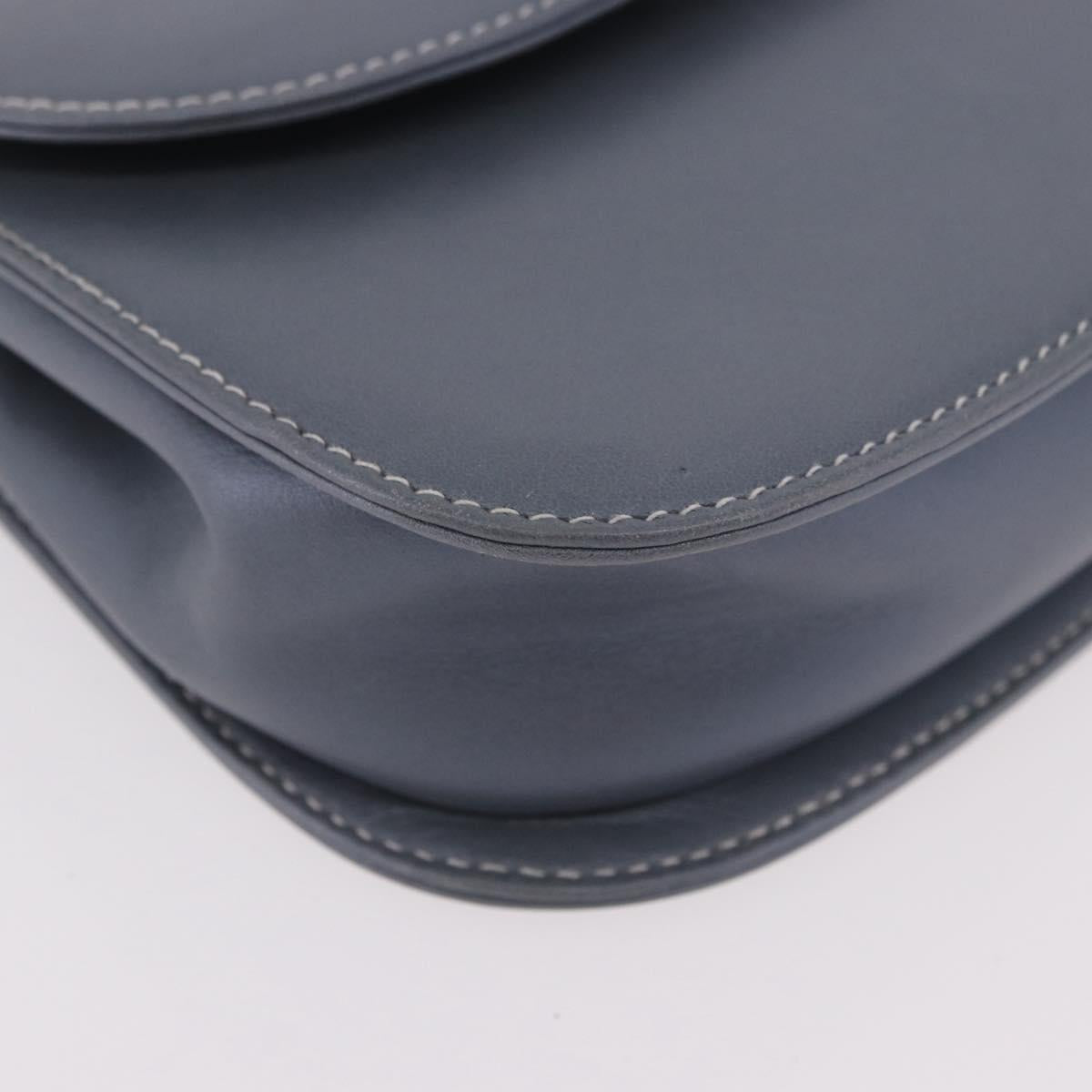 GUCCI Bamboo Hand Bag Leather 2way Light Blue Silver Auth 188593A