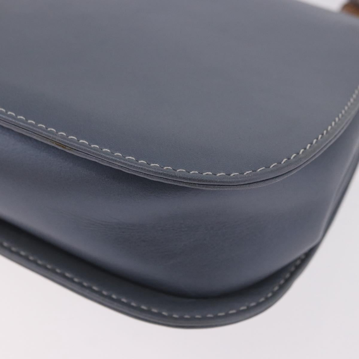 GUCCI Bamboo Hand Bag Leather 2way Light Blue Silver Auth 188593A