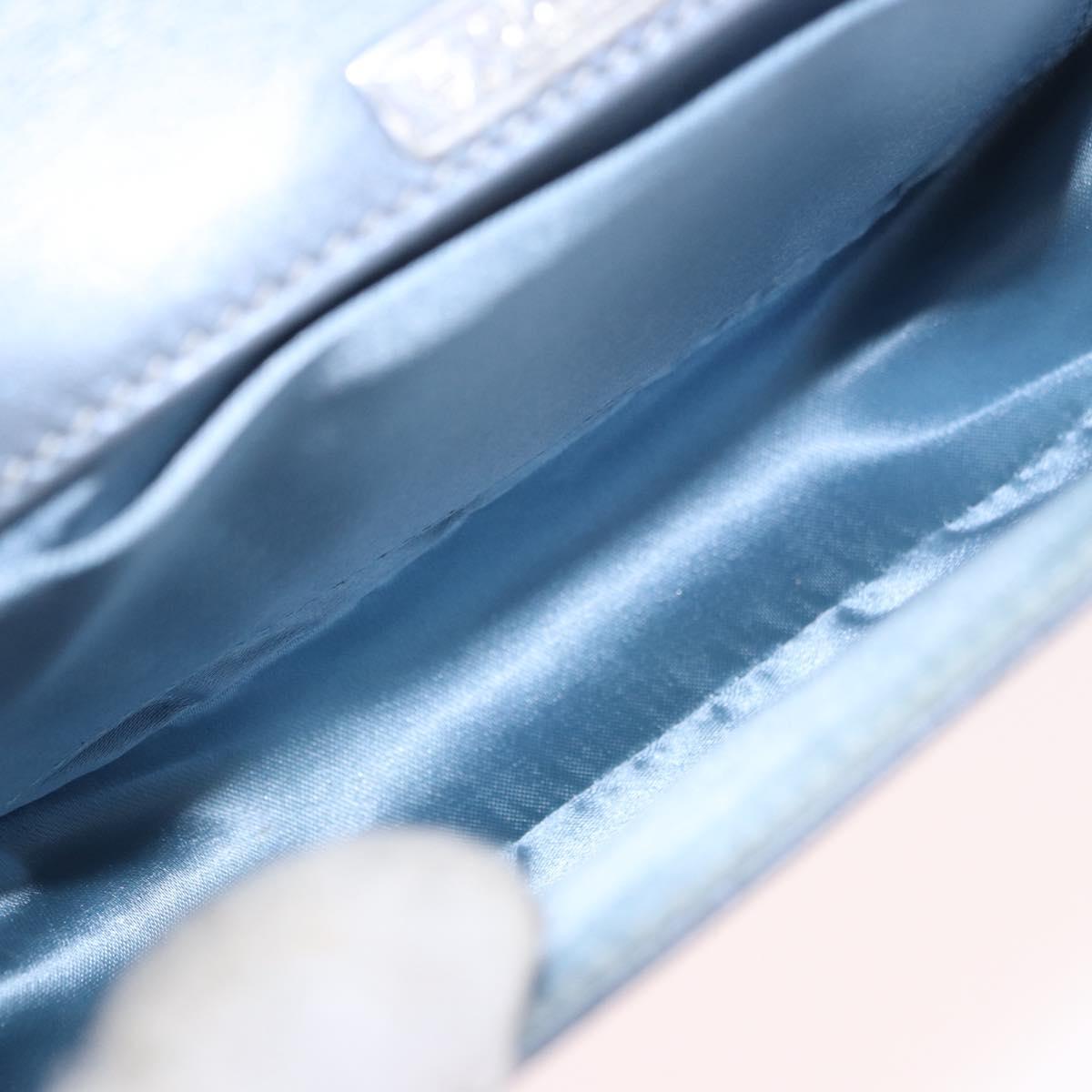GUCCI Bamboo Hand Bag Leather 2way Light Blue Silver Auth 188593A