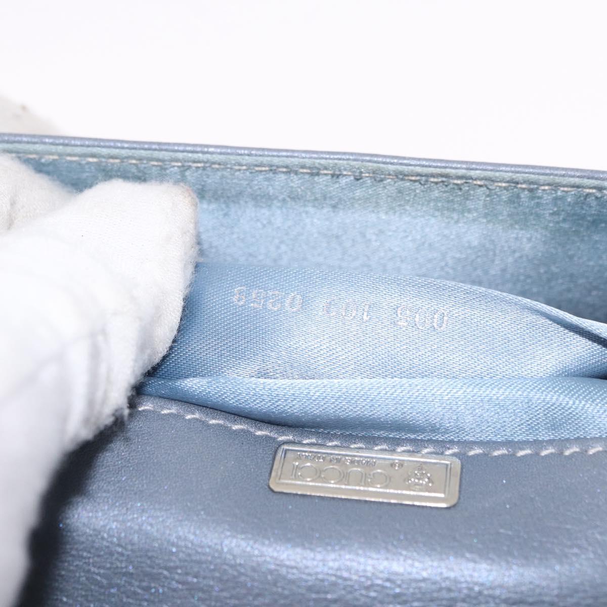 GUCCI Bamboo Hand Bag Leather 2way Light Blue Silver Auth 188593A