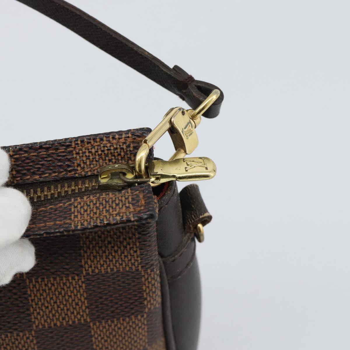 LOUIS VUITTON Damier Ebene Trousse Make Up Pouch N51982 LV Auth 188595A