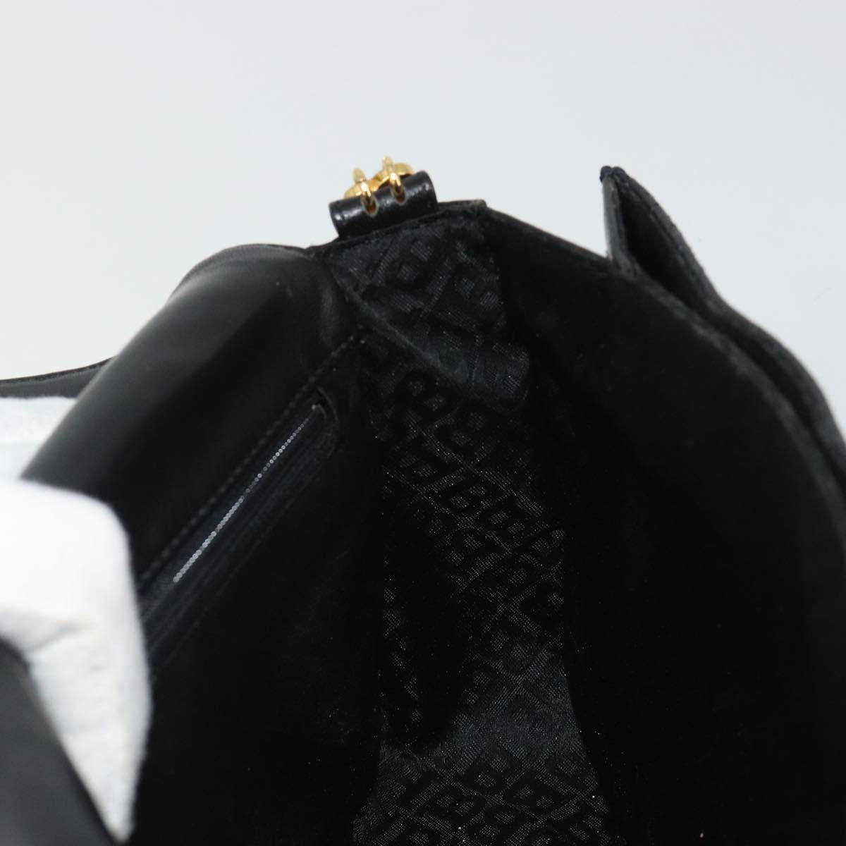 BALLY Shoulder Bag Leather Black Gold Auth 188596A