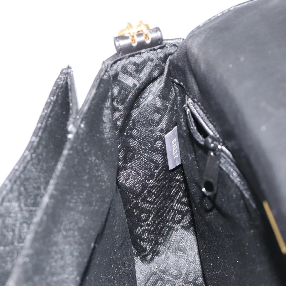 BALLY Shoulder Bag Leather Black Gold Auth 188596A