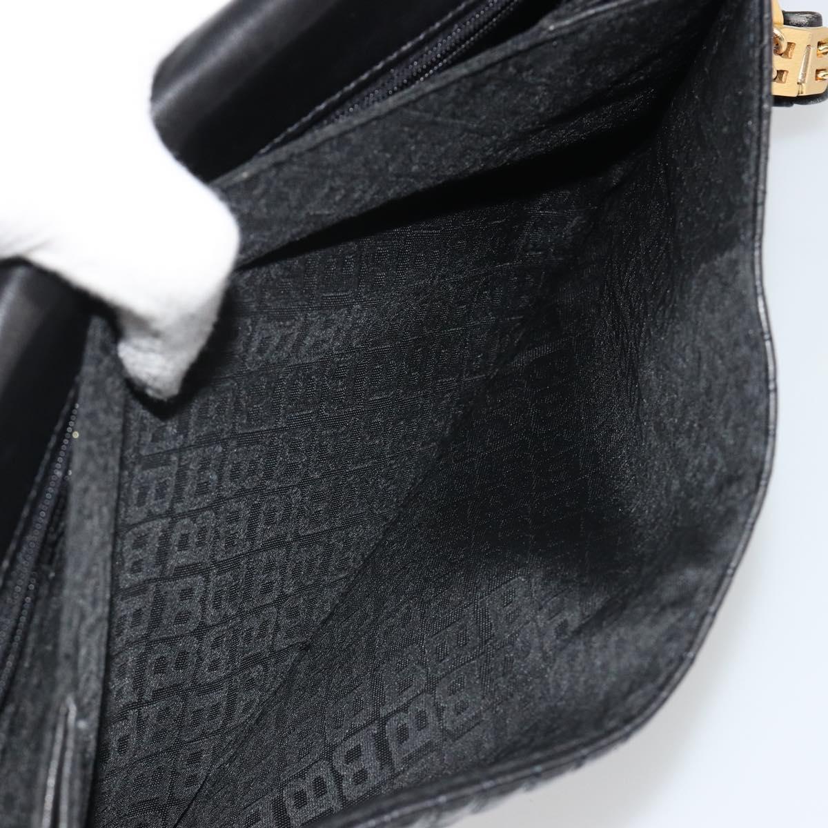BALLY Shoulder Bag Leather Black Gold Auth 188596A