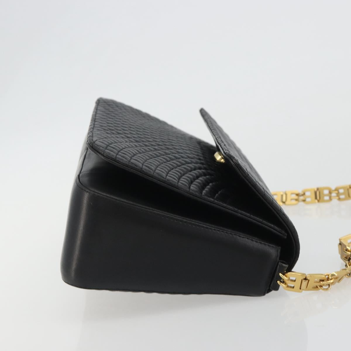 BALLY Shoulder Bag Leather Black Gold Auth 188596A