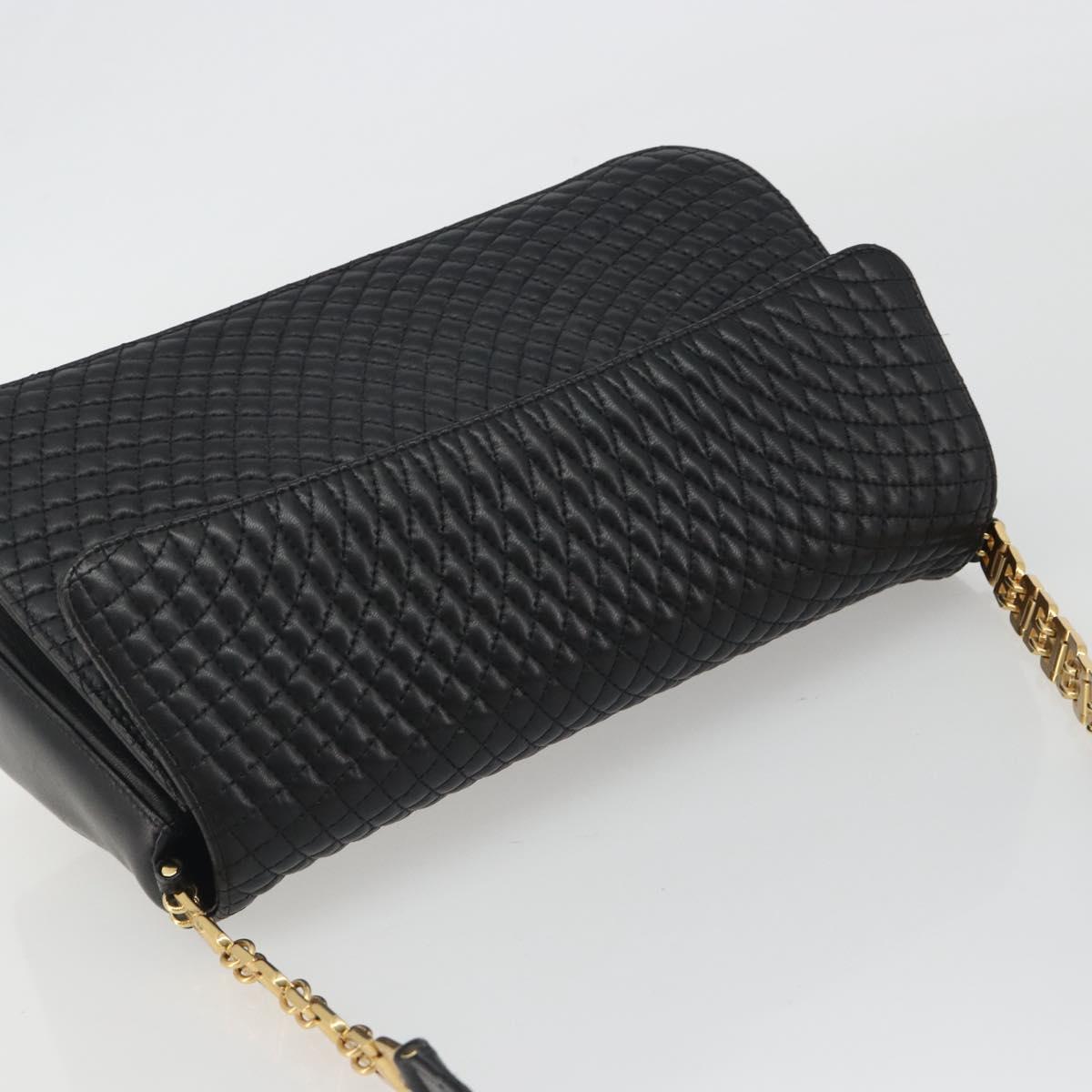 BALLY Shoulder Bag Leather Black Gold Auth 188596A