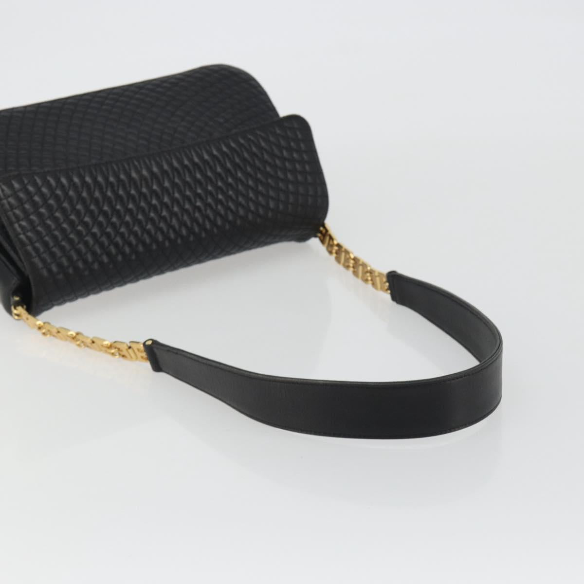 BALLY Shoulder Bag Leather Black Gold Auth 188596A