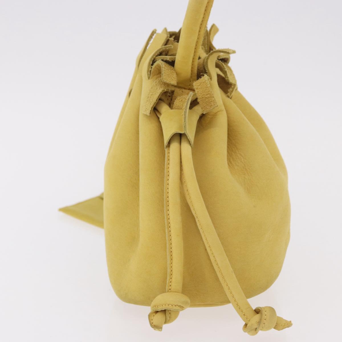 Salvatore Ferragamo Purse Hand Bag Suede Yellow Auth 188597