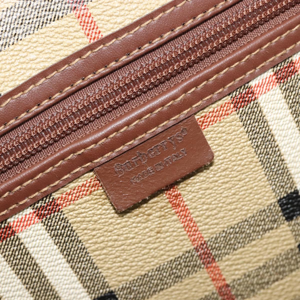 Burberrys Nova Check Boston Bag PVC Beige Gold Auth 188601