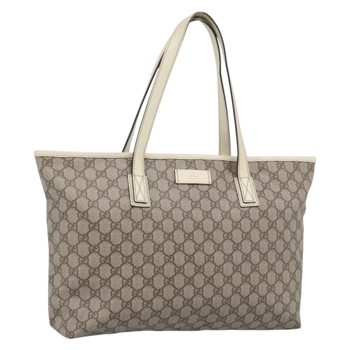 GUCCI GG Supreme Tote Bag PVC Beige 181084 Auth 188602