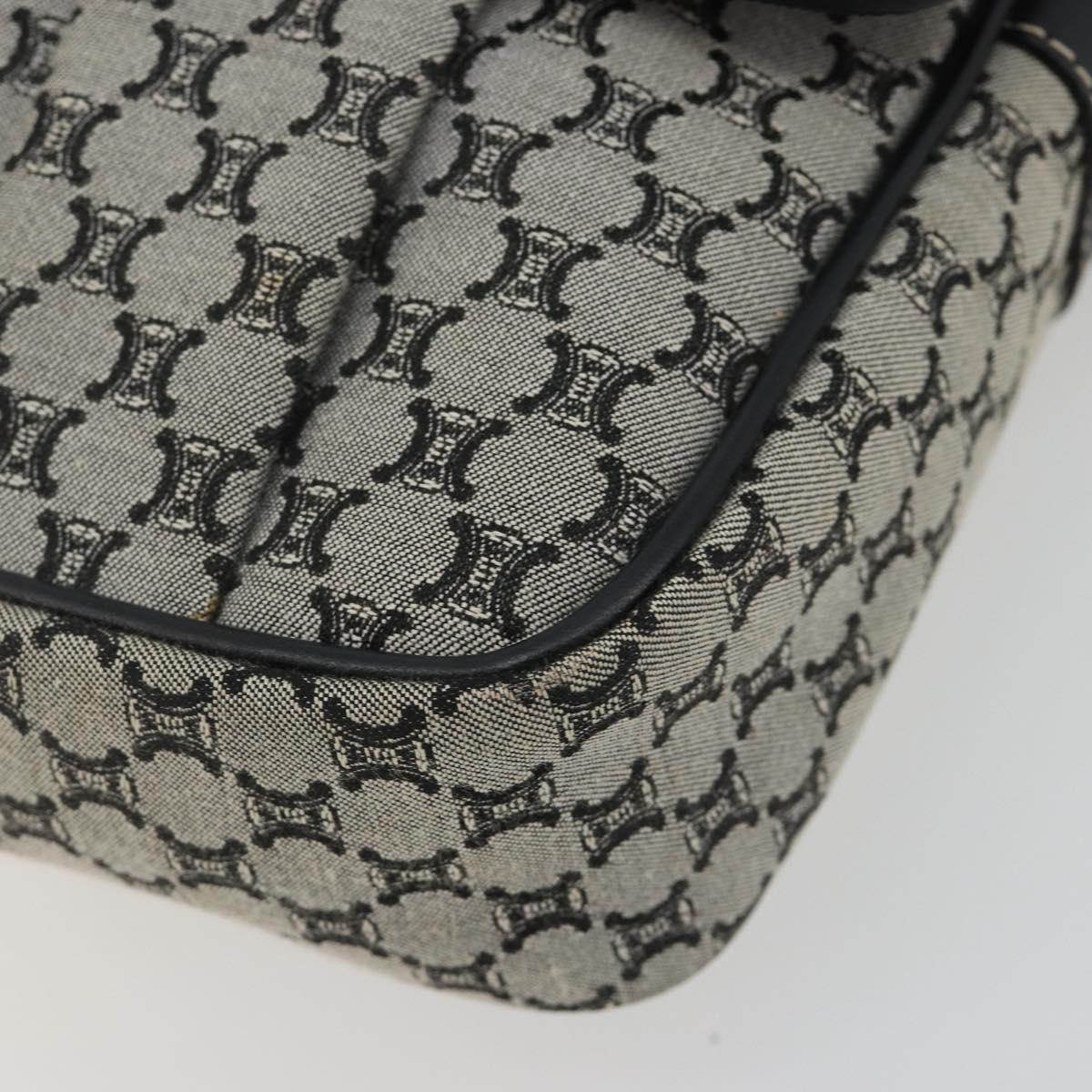 CELINE Macadam Canvas Shoulder Bag Navy Silver Auth 188605A