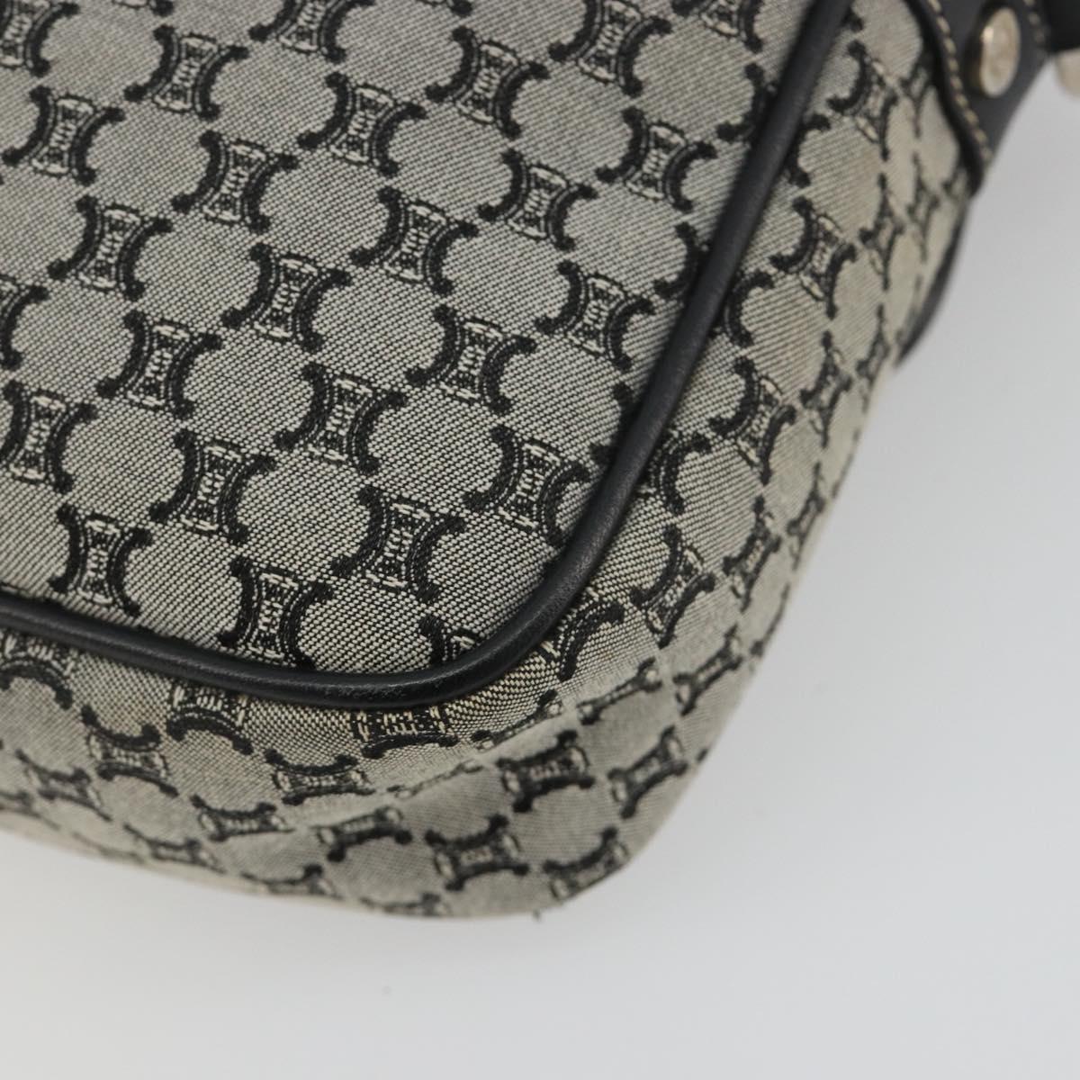 CELINE Macadam Canvas Shoulder Bag Navy Silver Auth 188605A