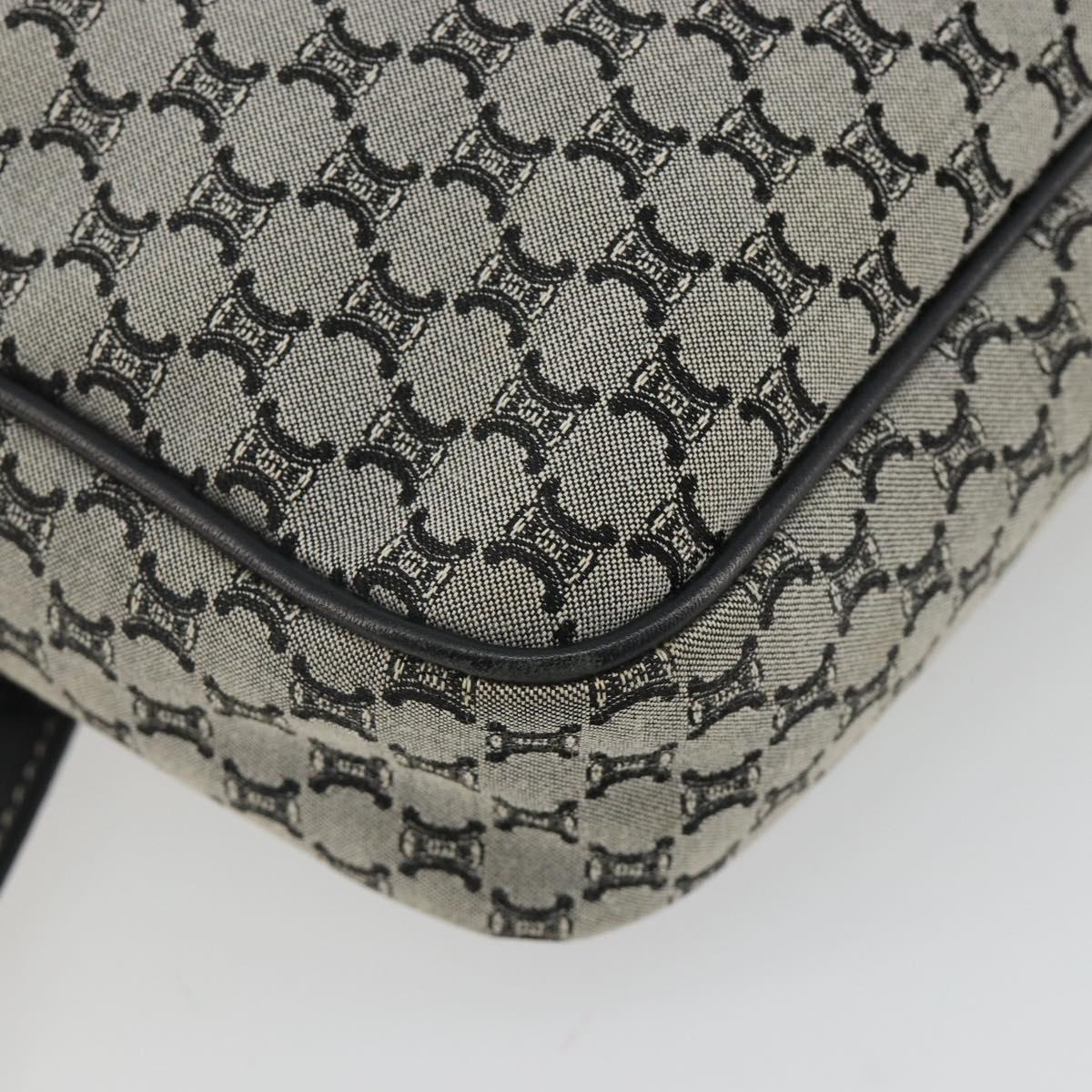 CELINE Macadam Canvas Shoulder Bag Navy Silver Auth 188605A