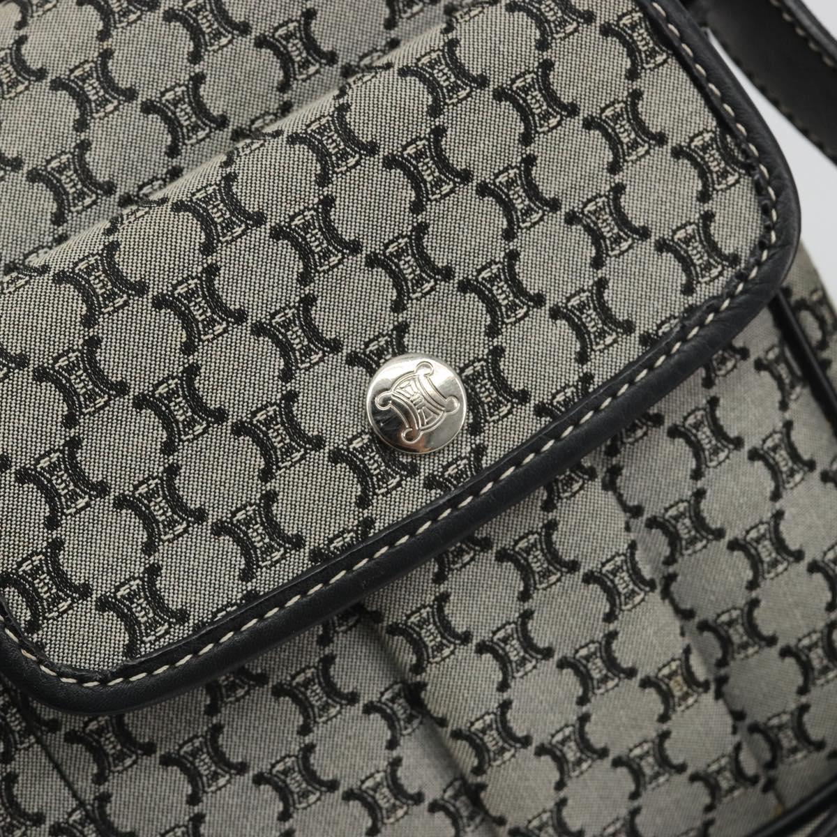 CELINE Macadam Canvas Shoulder Bag Navy Silver Auth 188605A