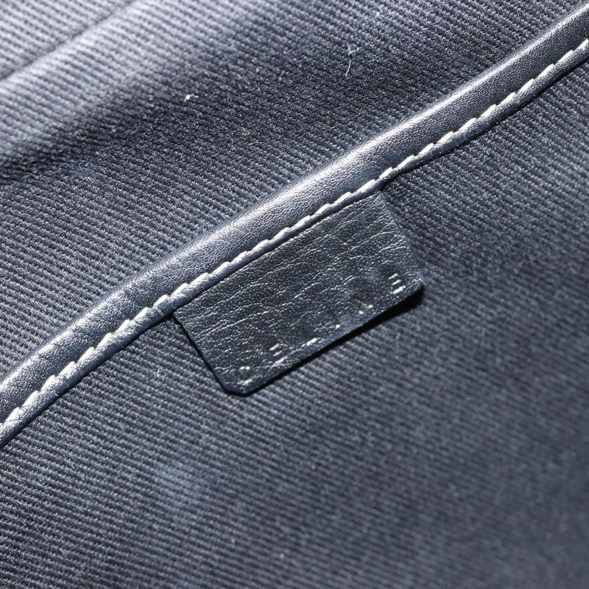 CELINE Macadam Canvas Shoulder Bag Navy Silver Auth 188605A