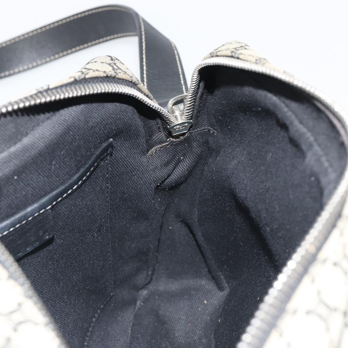 CELINE Macadam Canvas Shoulder Bag Navy Silver Auth 188605A