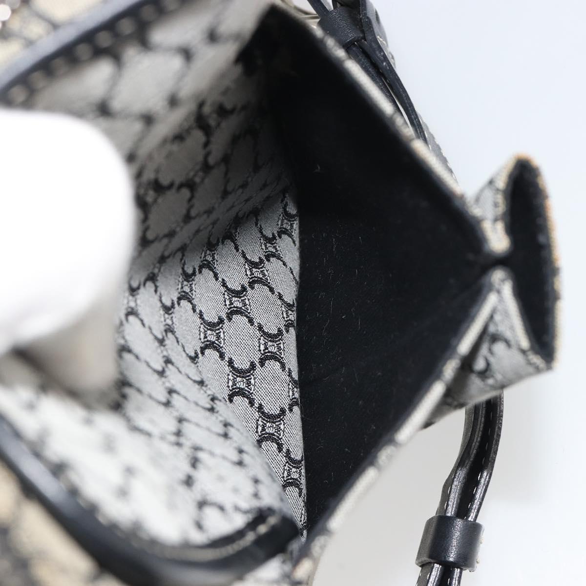 CELINE Macadam Canvas Shoulder Bag Navy Silver Auth 188605A