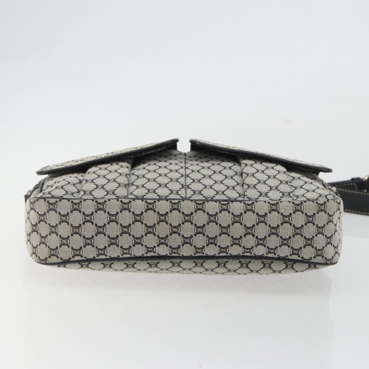 CELINE Macadam Canvas Shoulder Bag Navy Silver Auth 188605A