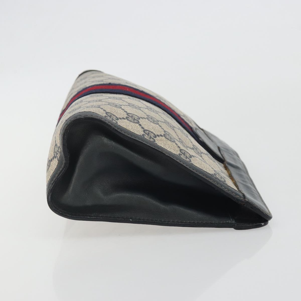 GUCCI GG Supreme Sherry Line Clutch Bag PVC Navy 014 2125 28 41 Auth 188606