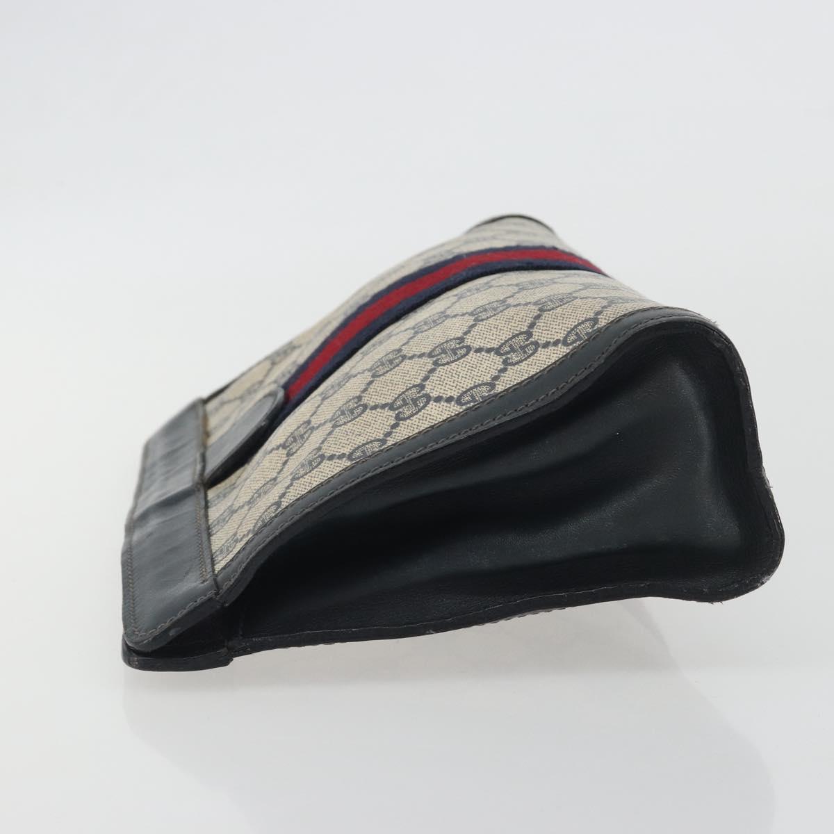 GUCCI GG Supreme Sherry Line Clutch Bag PVC Navy 014 2125 28 41 Auth 188606
