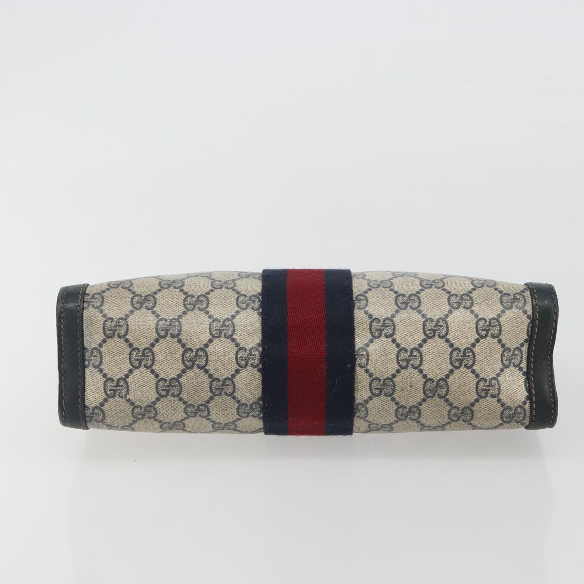 GUCCI GG Supreme Sherry Line Clutch Bag PVC Navy 014 2125 28 41 Auth 188606