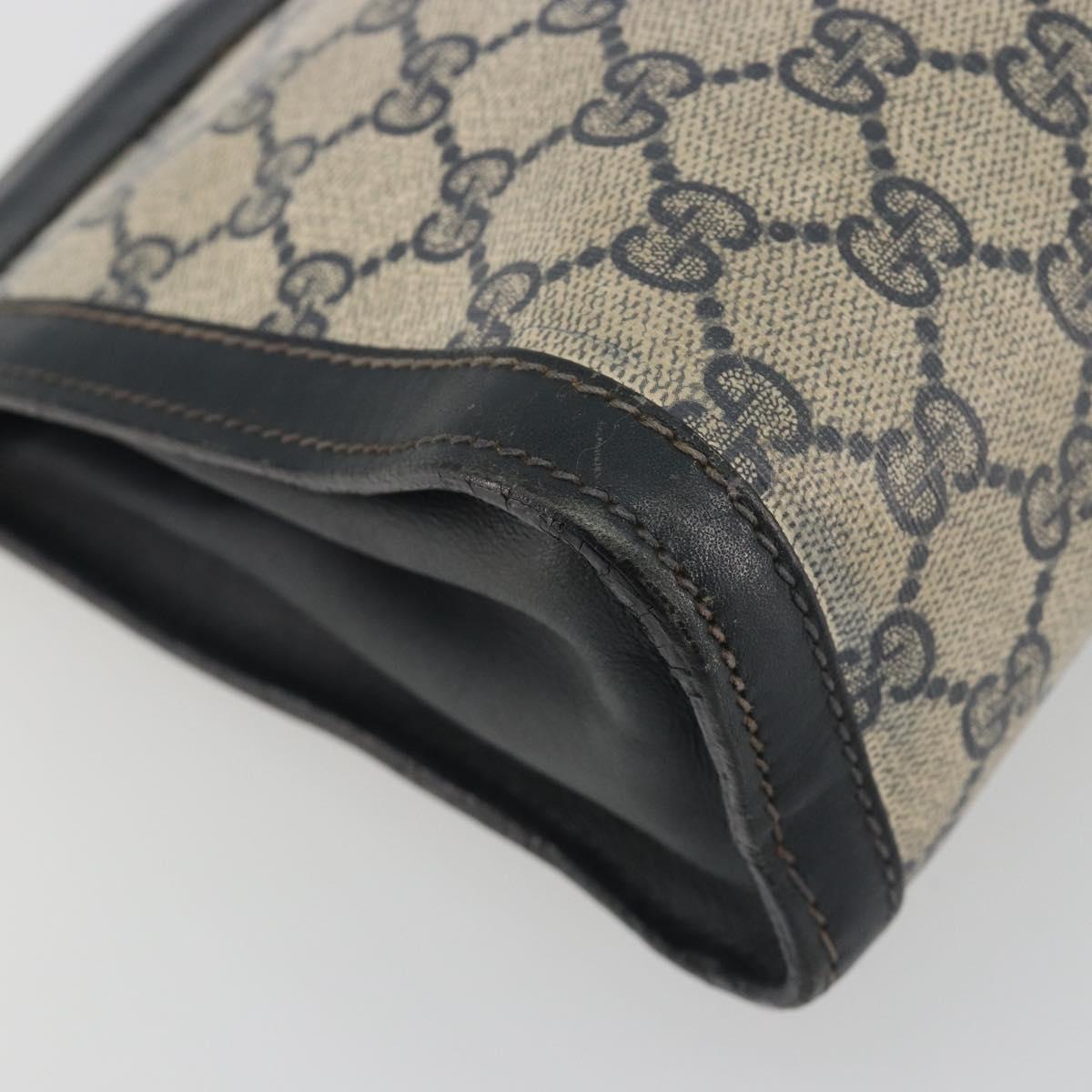 GUCCI GG Supreme Sherry Line Clutch Bag PVC Navy 014 2125 28 41 Auth 188606