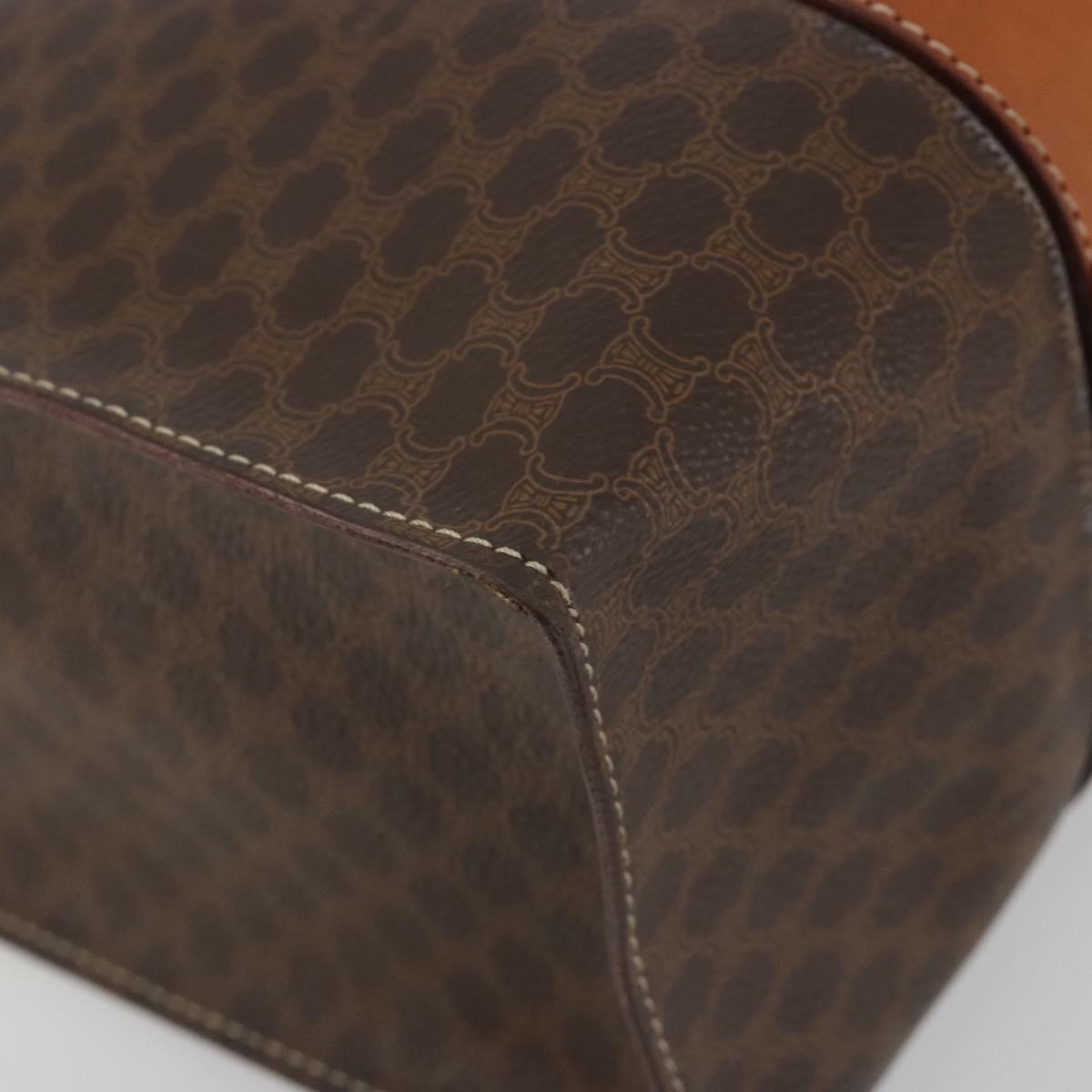 CELINE Macadam Canvas Tote Bag PVC Leather Brown Gold Auth 188607A