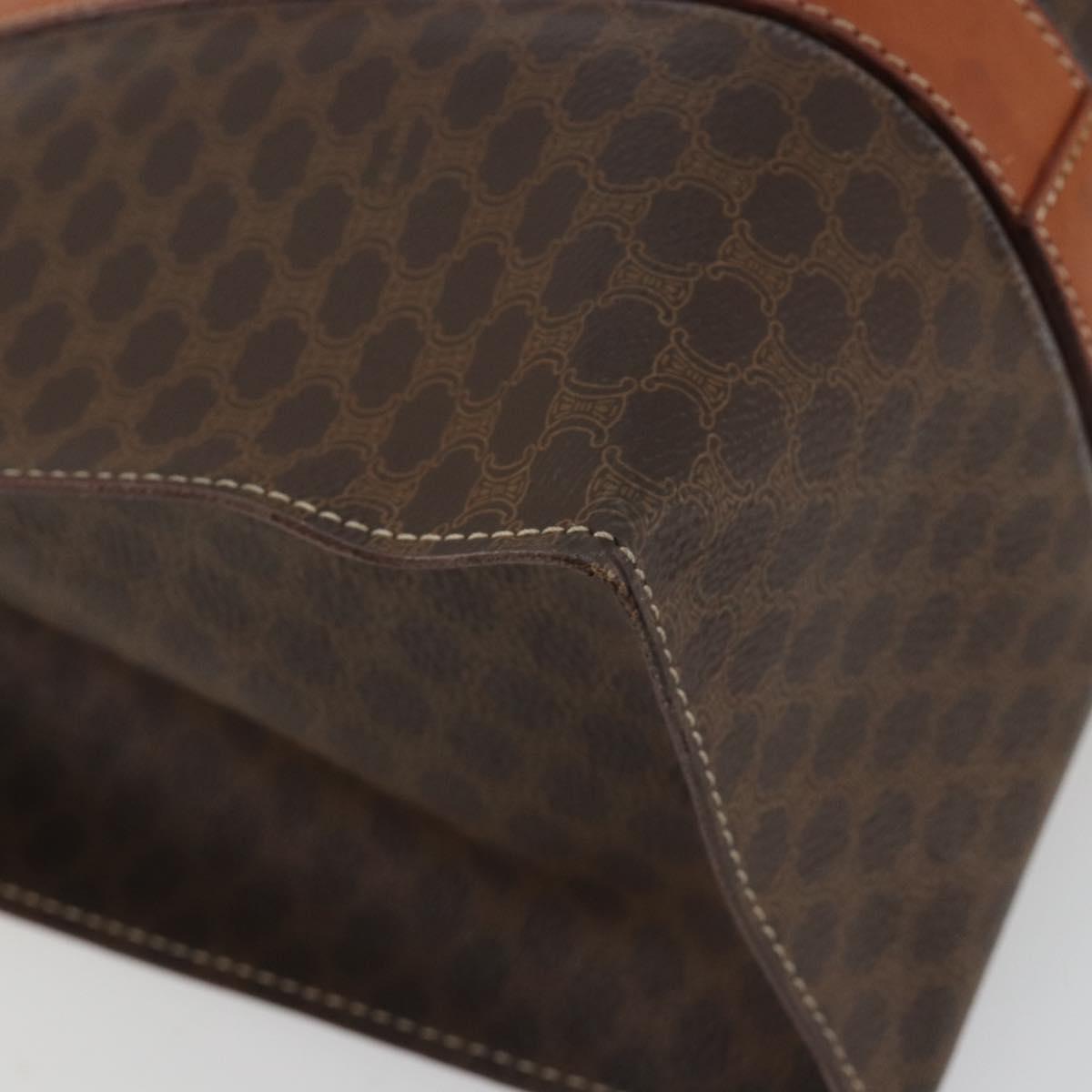 CELINE Macadam Canvas Tote Bag PVC Leather Brown Gold Auth 188607A