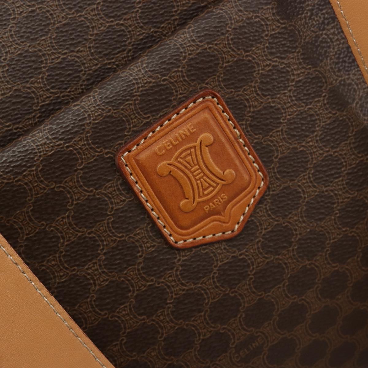 CELINE Macadam Canvas Tote Bag PVC Leather Brown Gold Auth 188607A