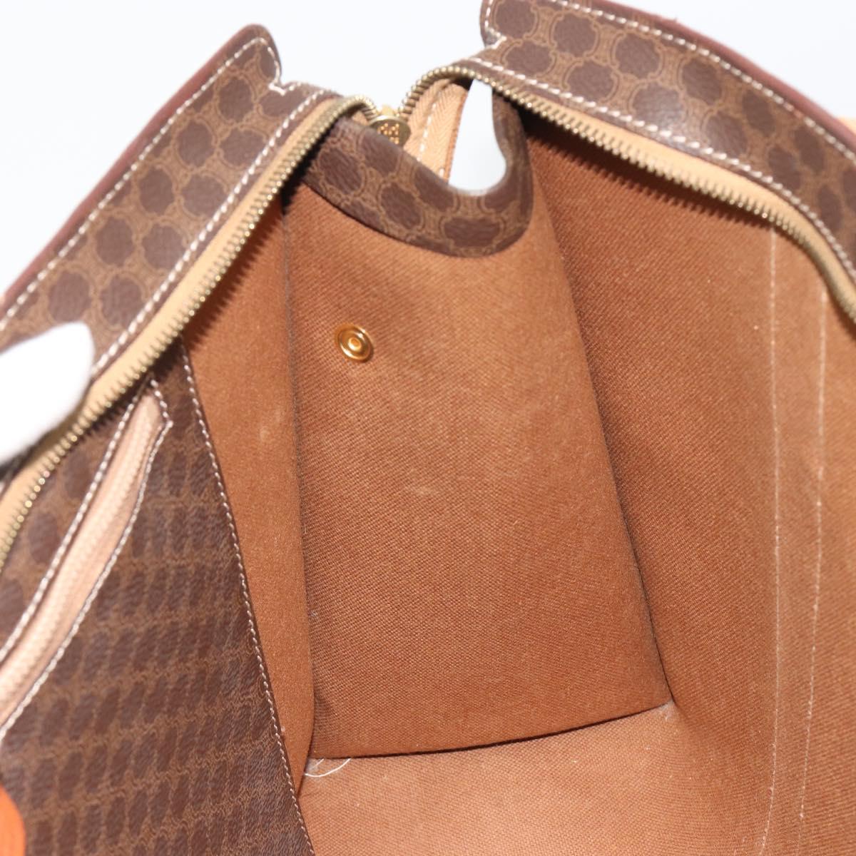 CELINE Macadam Canvas Tote Bag PVC Leather Brown Gold Auth 188607A