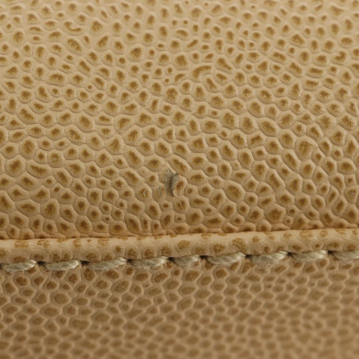 CHANEL Shoulder Bag Caviar Skin Beige Gold CC Auth 188609SAV