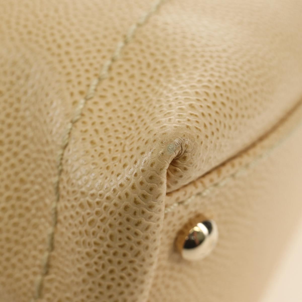 CHANEL Shoulder Bag Caviar Skin Beige Gold CC Auth 188609SAV